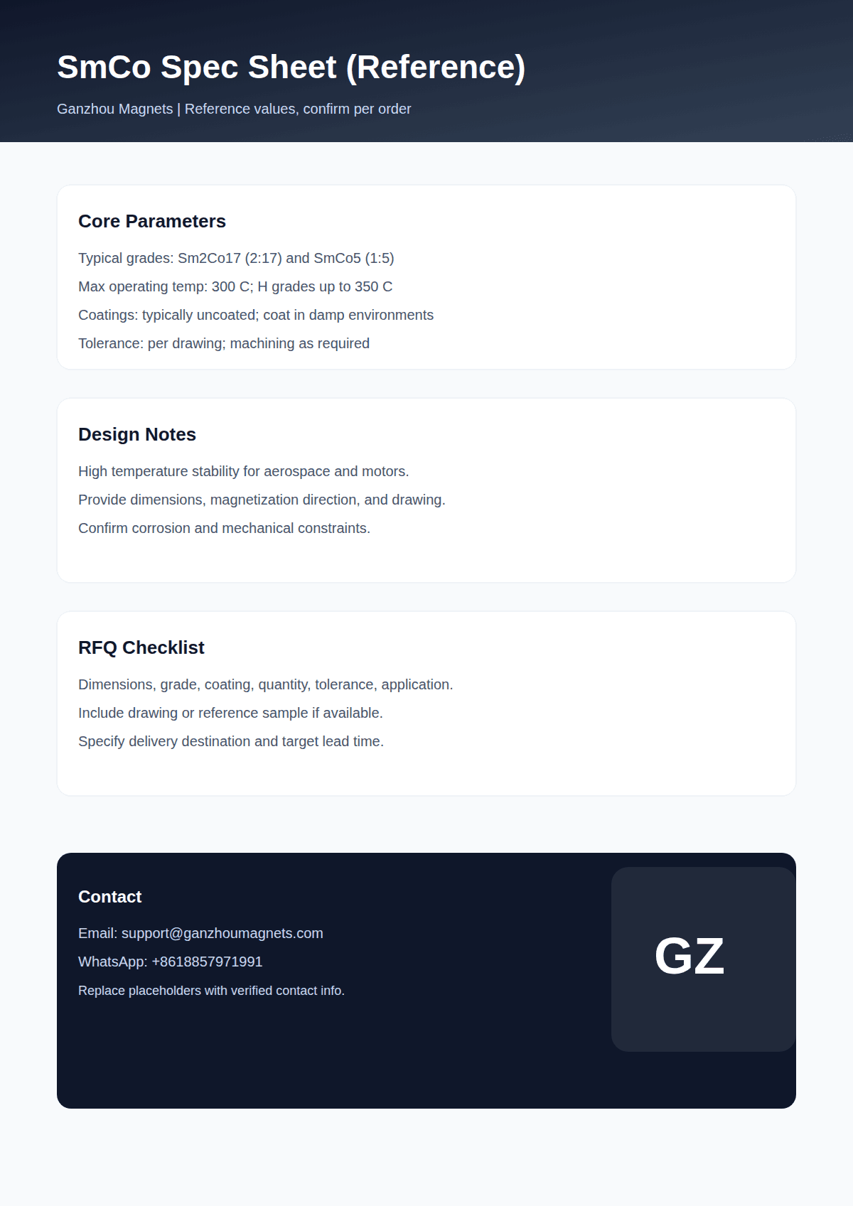 SmCo spec sheet (reference) preview
